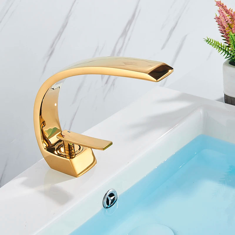 Polished Golden Bathroom Faucet