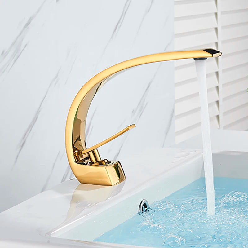 Polished Golden Bathroom Faucet