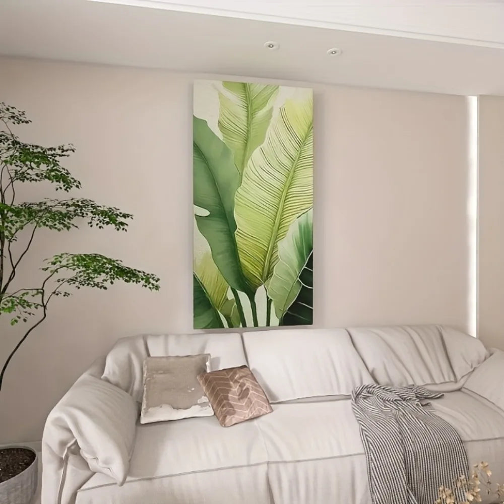 Green leaf canvas wall art