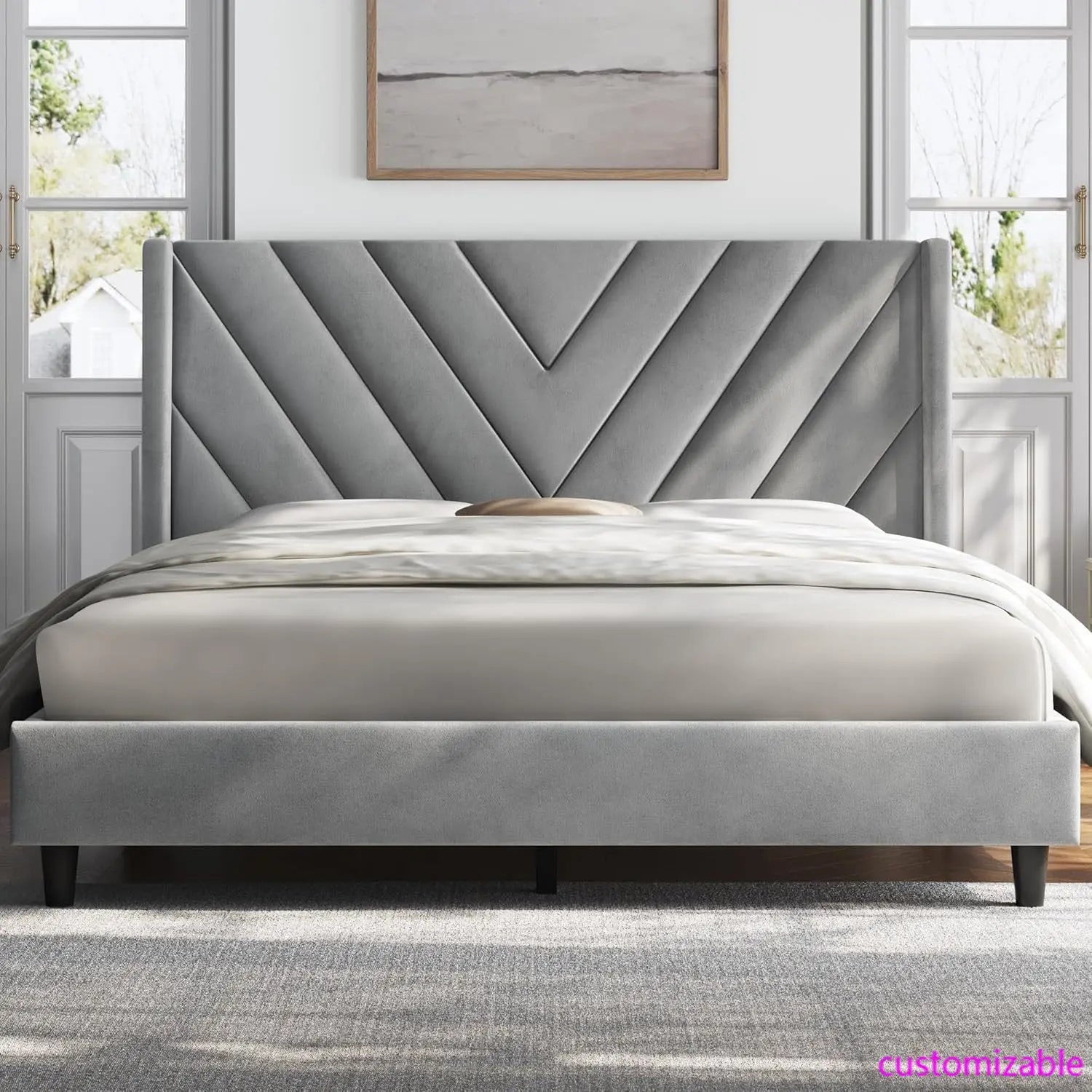 Queen Bed Frame Upholstered Platform Bed
