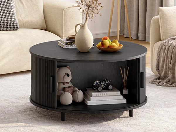 Round Coffee Table with Storage,31.5"