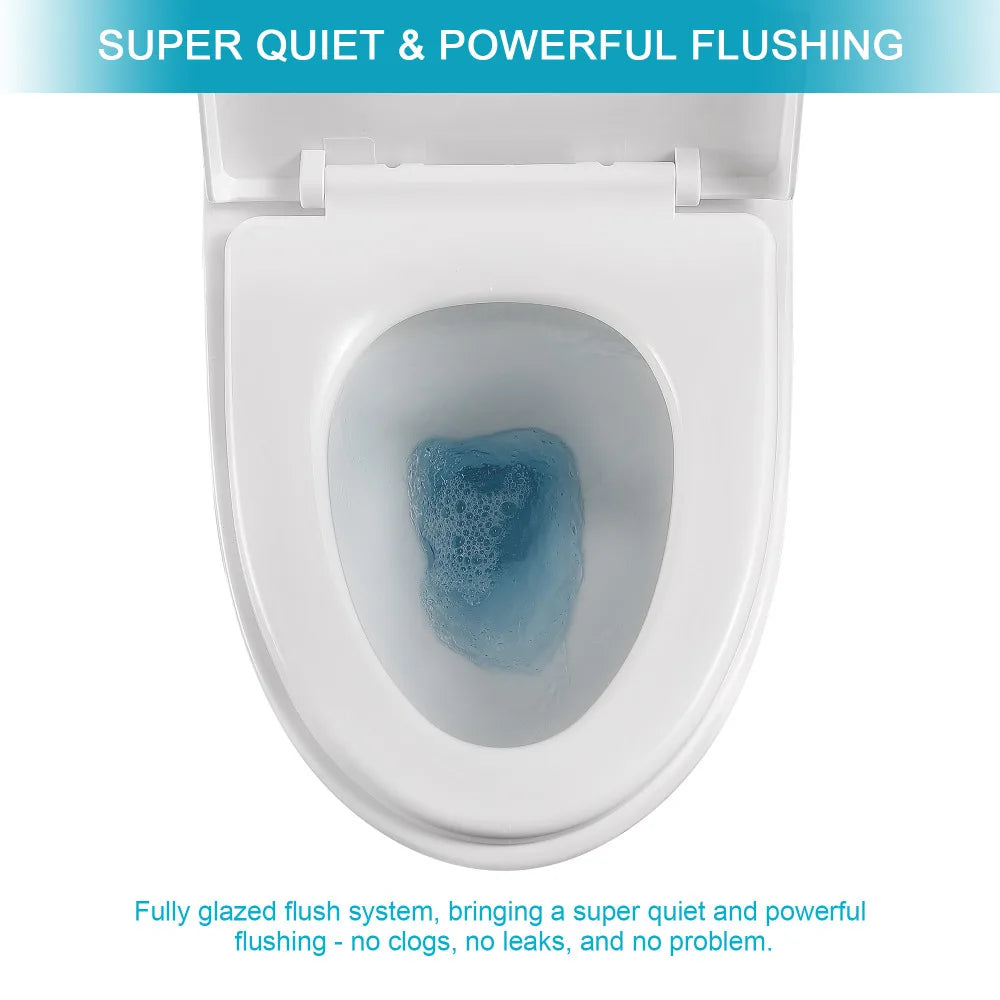 Ceramic One Piece Toilet,Dual Flush with Soft Closing Seat