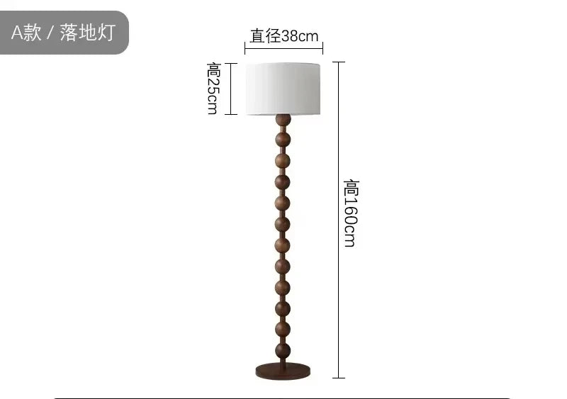 Vintage Floor Lamp Fabric and Wood Vertical Light