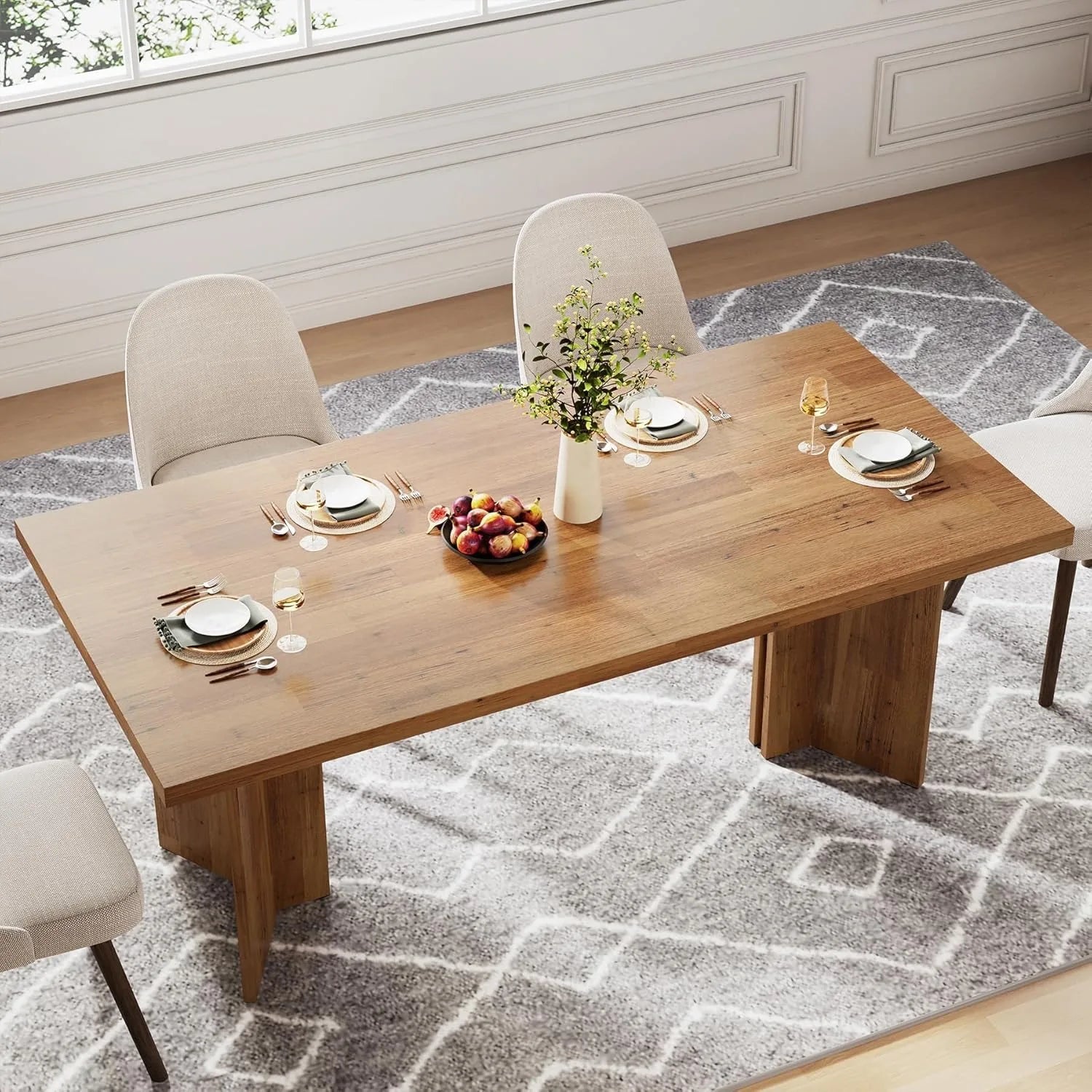 Large Rectangular Tabletop Dining Table for 4-6