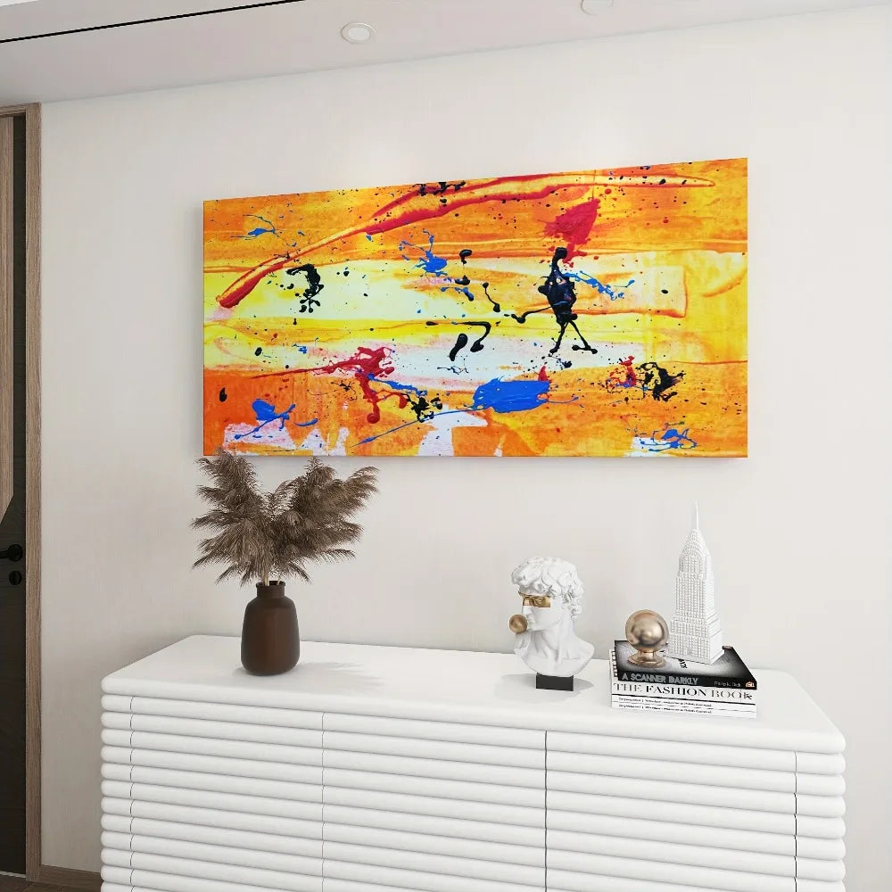 Wood framed paintings, perfect for interior decor, suspenseful abstract style, 1.5 inch thick solid wood frame.