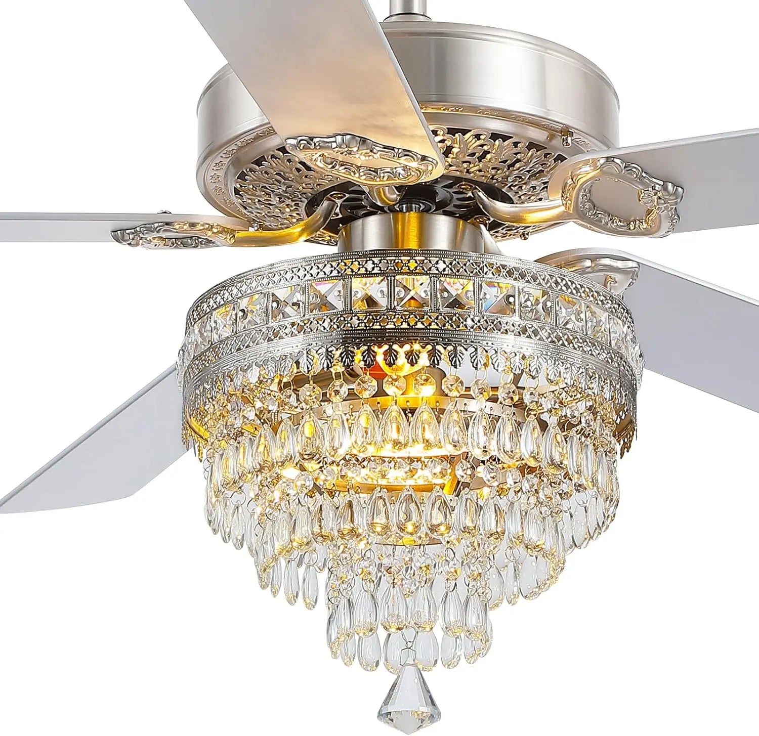 Crystal Ceiling Fan Fandelier with Lights - 52"