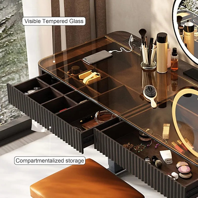 Vanity Table with Stool w/Electric Lift Vanity Desk