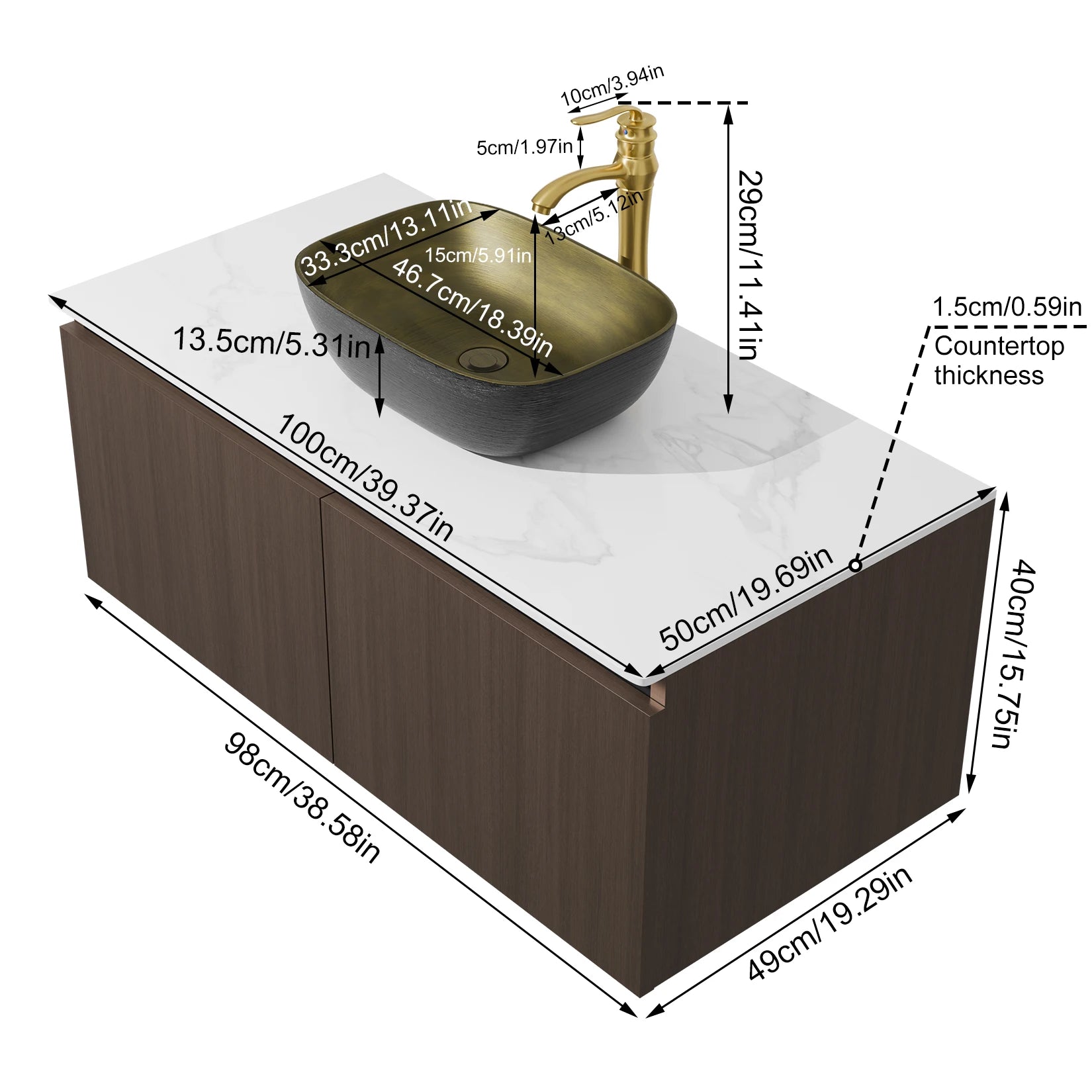 Modern Floating Bathroom Vanity Sink Combo Wall Cabinet Set