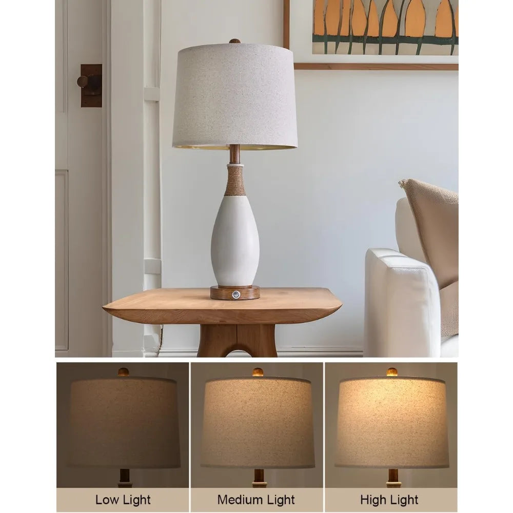 3-Way Dimmable Touch Control Table Lamp (Set Of 2) W/USB & Type-C Charging Ports