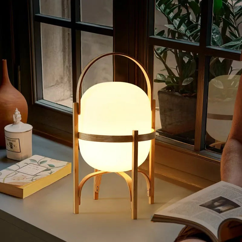 Wood Standing Tabletop Lamp Modern
