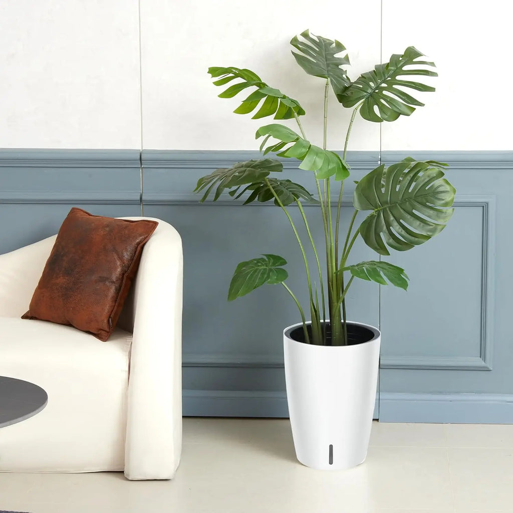 21.7” Tall 1-Pair Black Self-Watering Flower Plant Pots