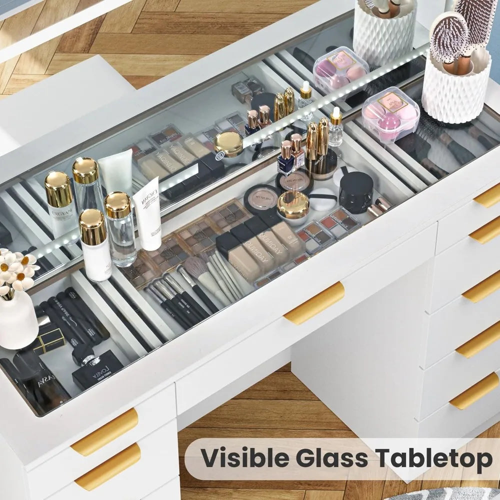 Illuminated Makeup Vanity Desk with 11 Drawers