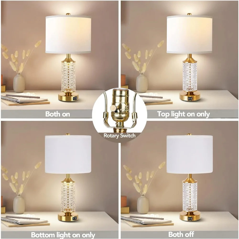 Set Of 2 Table Lamps With USB Ports