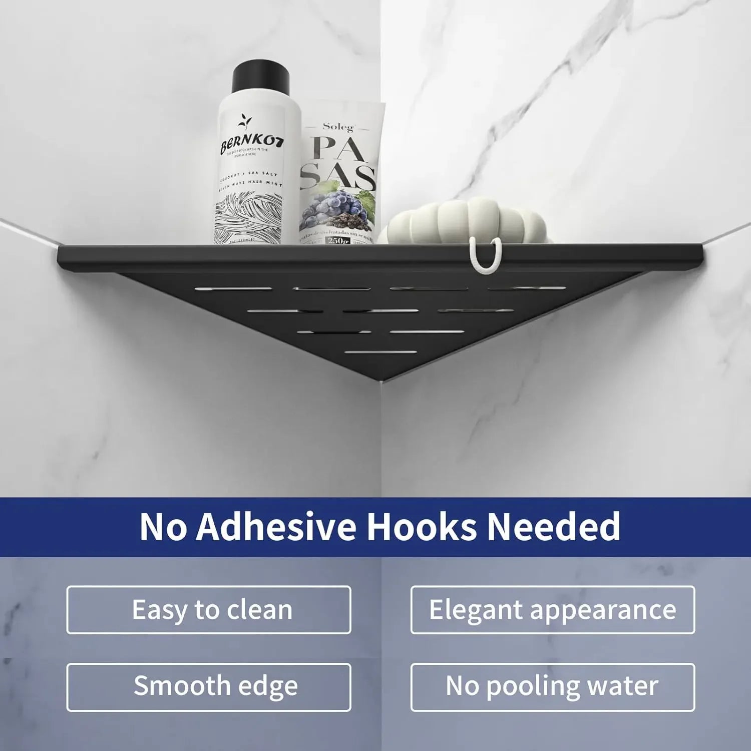 10 Inch Black 304 Stainless Steel Corner Shower Shelf 2 Pack