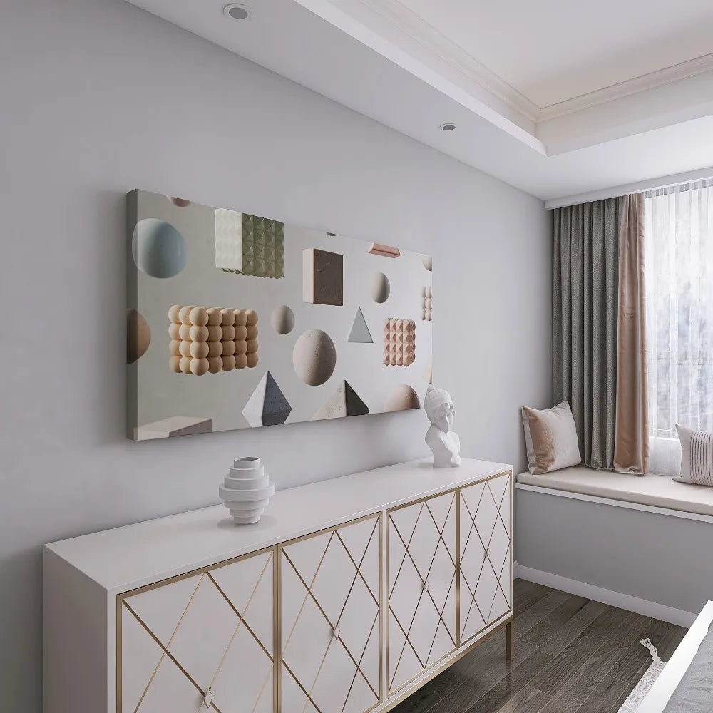 Geometric abstract poster w/1.5 "thick pine solid wood frame