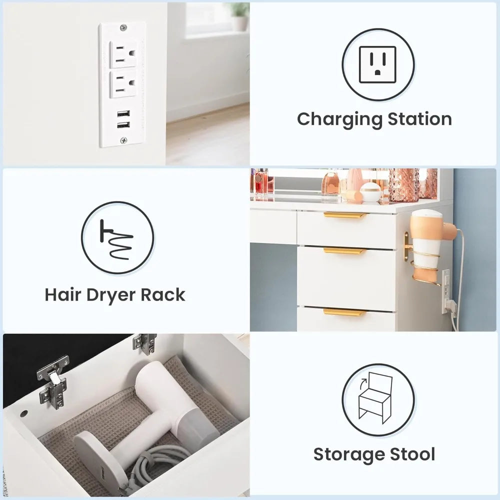 Illuminated Makeup Vanity Desk with 11 Drawers