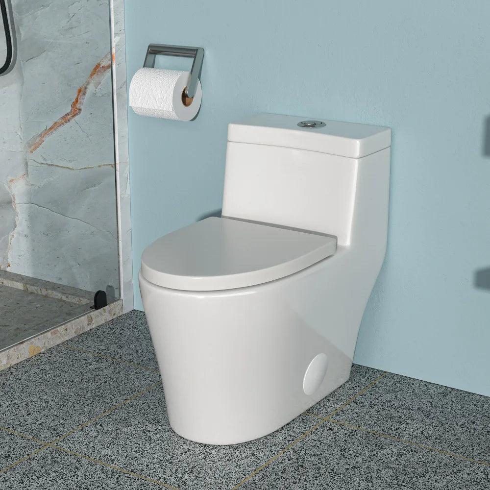 Ceramic One Piece Toilet,Dual Flush with Soft Closing Seat