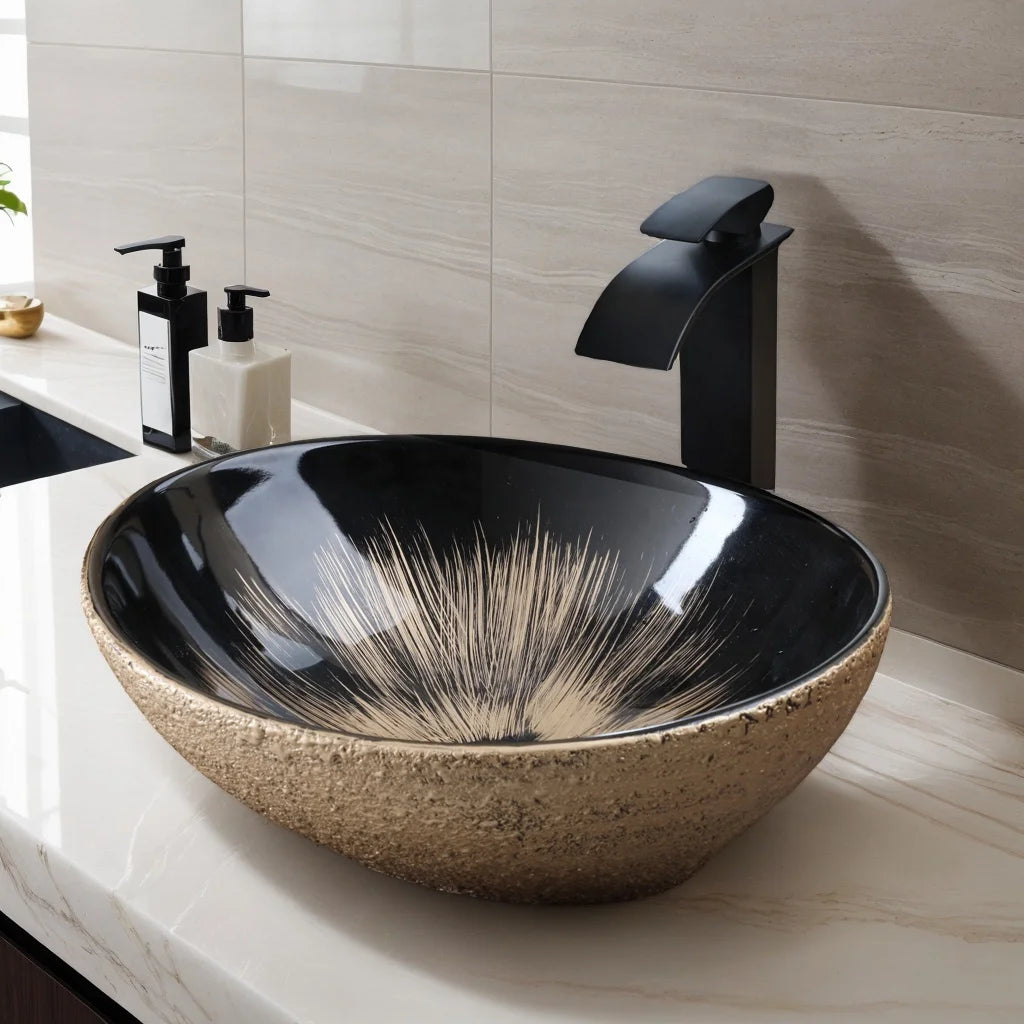 Ceramic Bathroom Vessel Sink Oval Bathroom Sink Above Counter