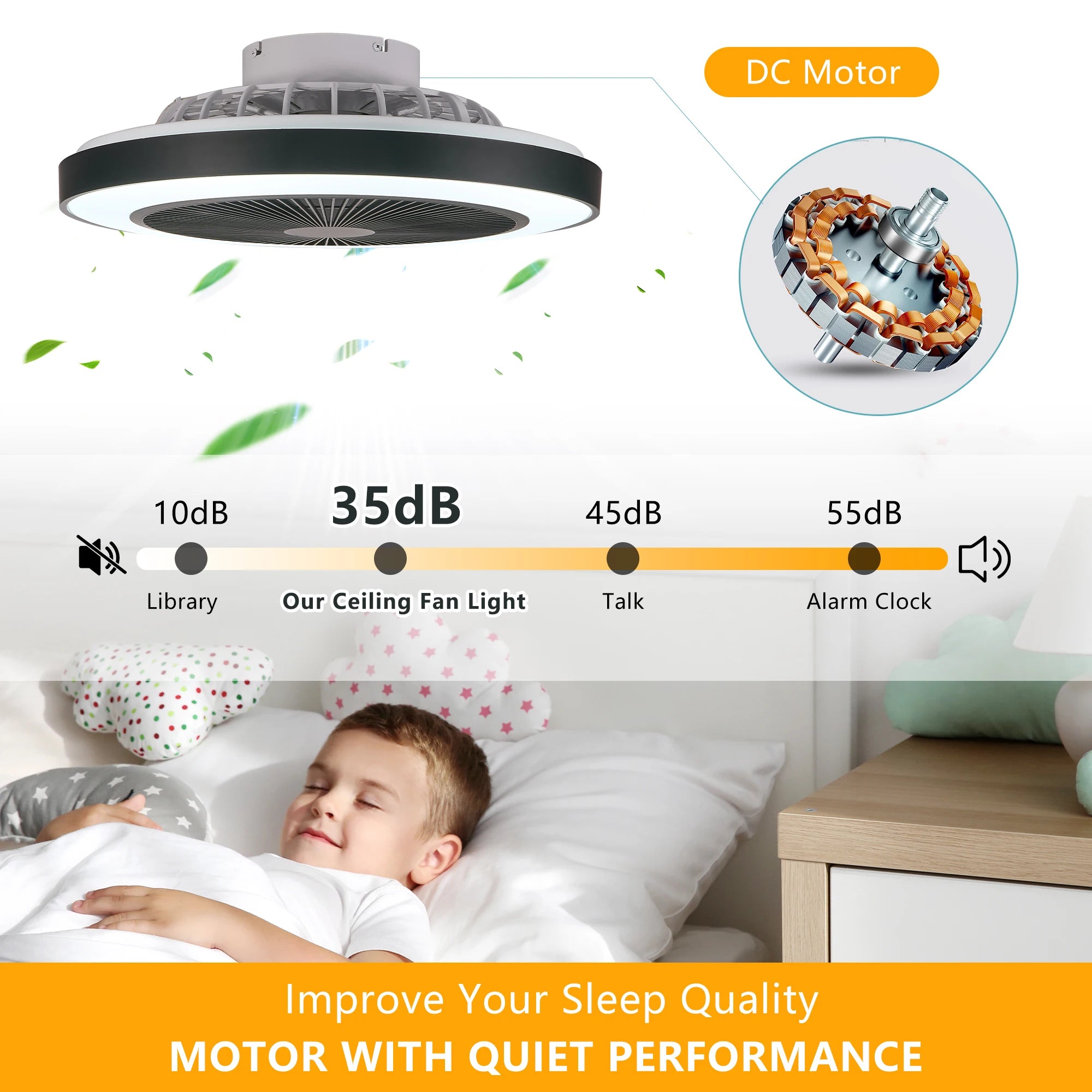 19" LED Ceiling Fan Light Smart RGB Lights with Remote & APP Control