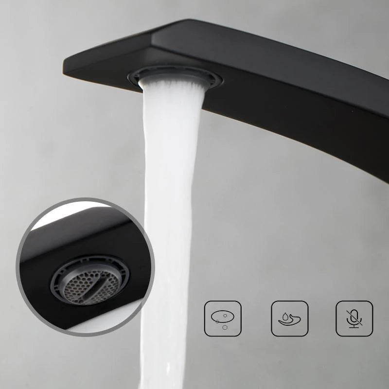 Bathroom Basin Faucet Arc Waterfall Tap Deck Mount Single Handle Single Hole Cold Hot Water Mixer Washing Sink Crane