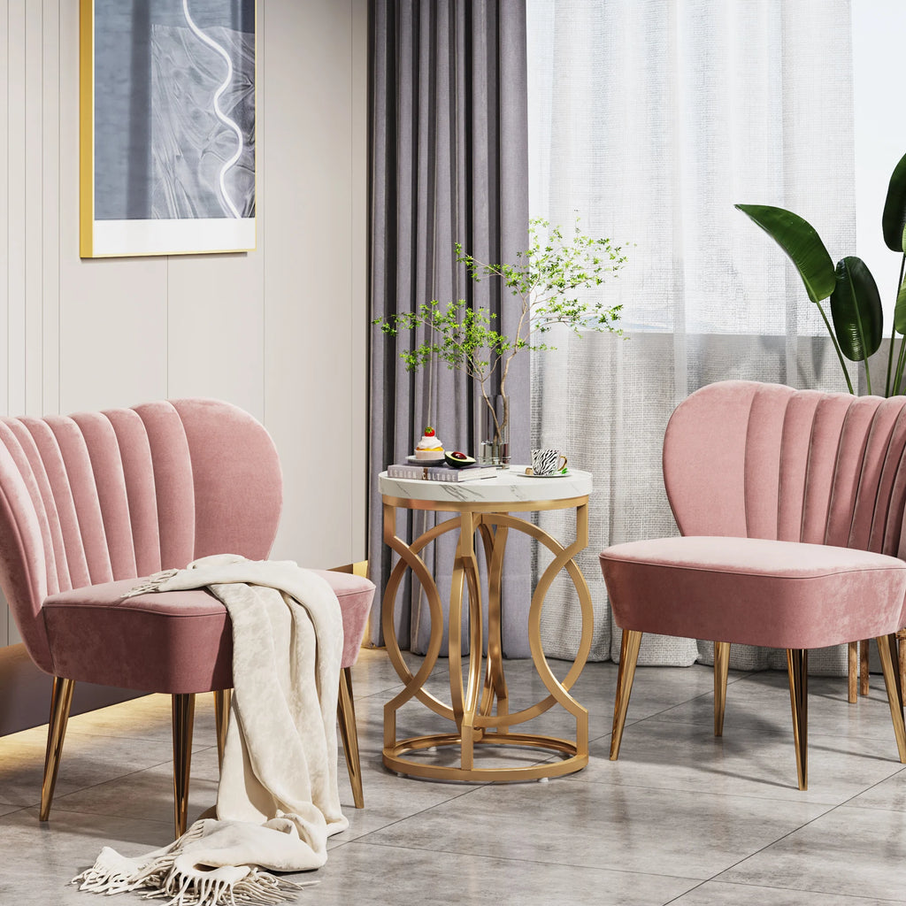 Modern Round End Table with Thick Wood Top