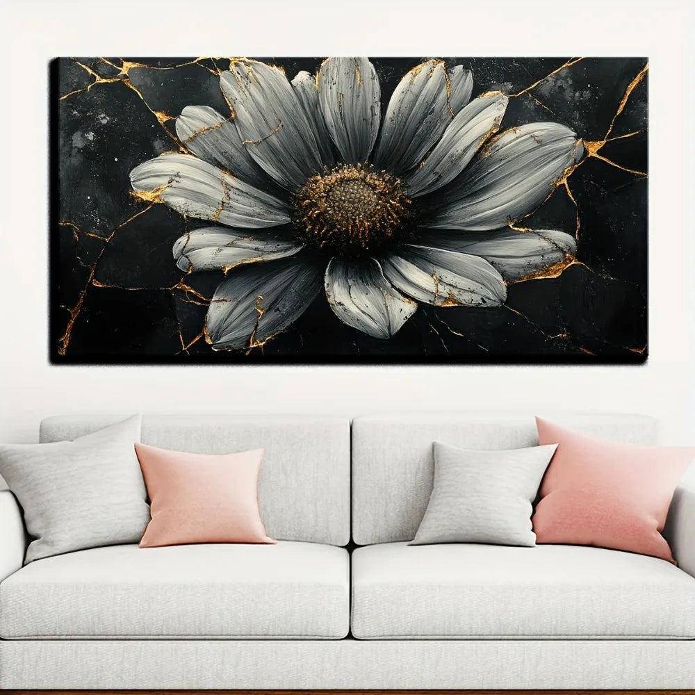 Gold abstract plant wall art
