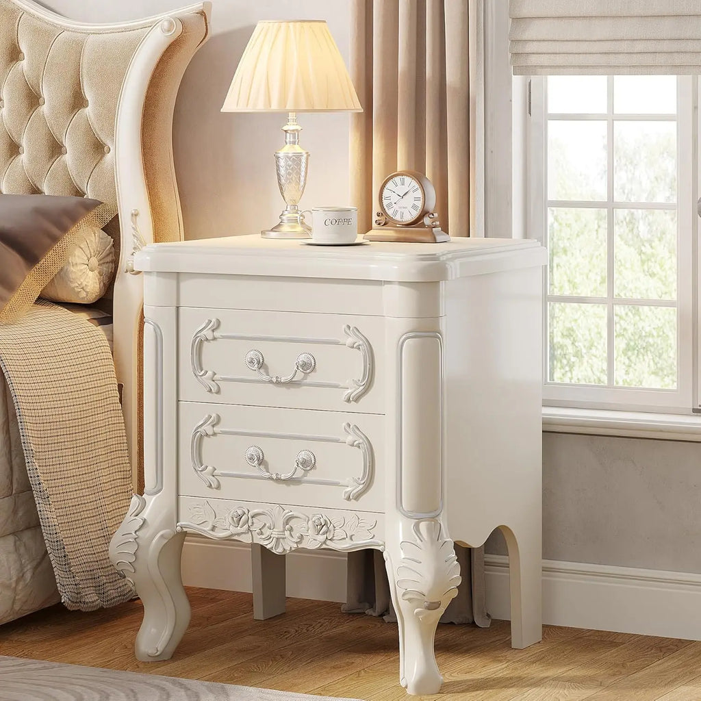 White Nightstand End Table