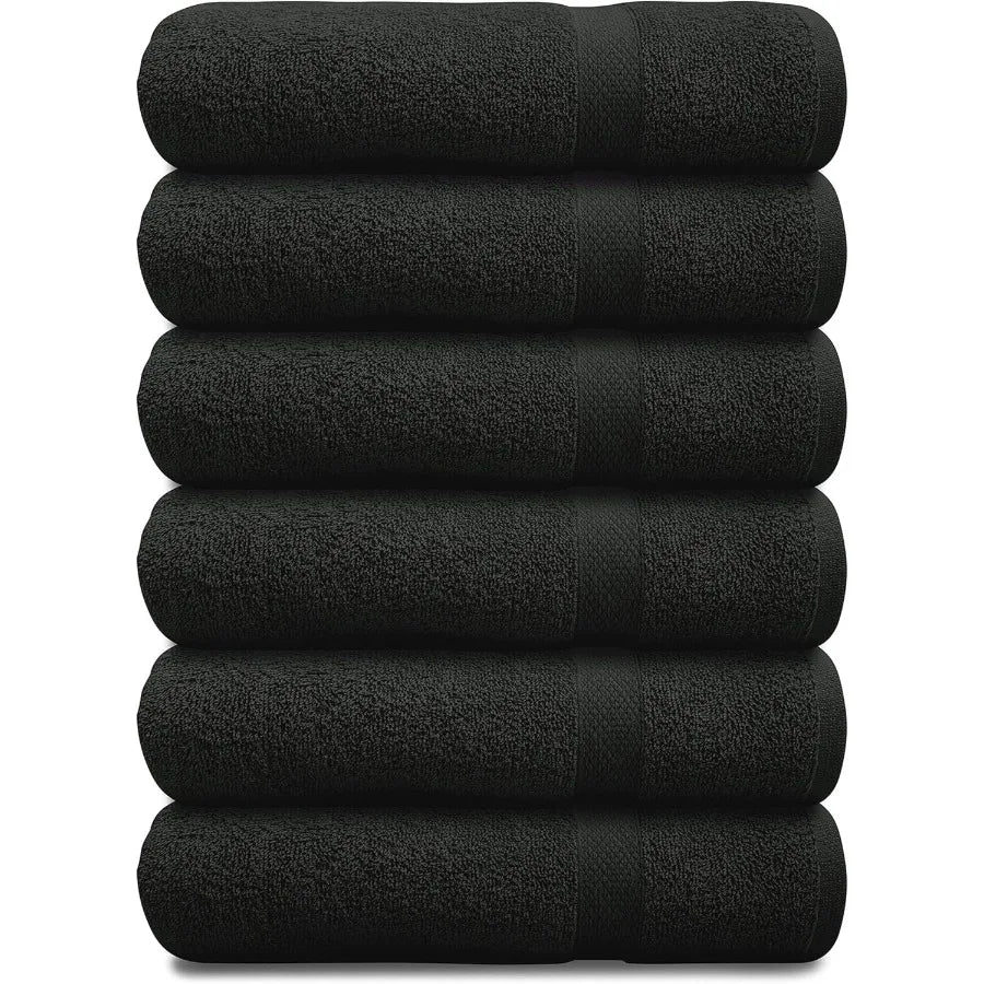 100 Cotton Bath Towels 24x48 Inches Pack of 6