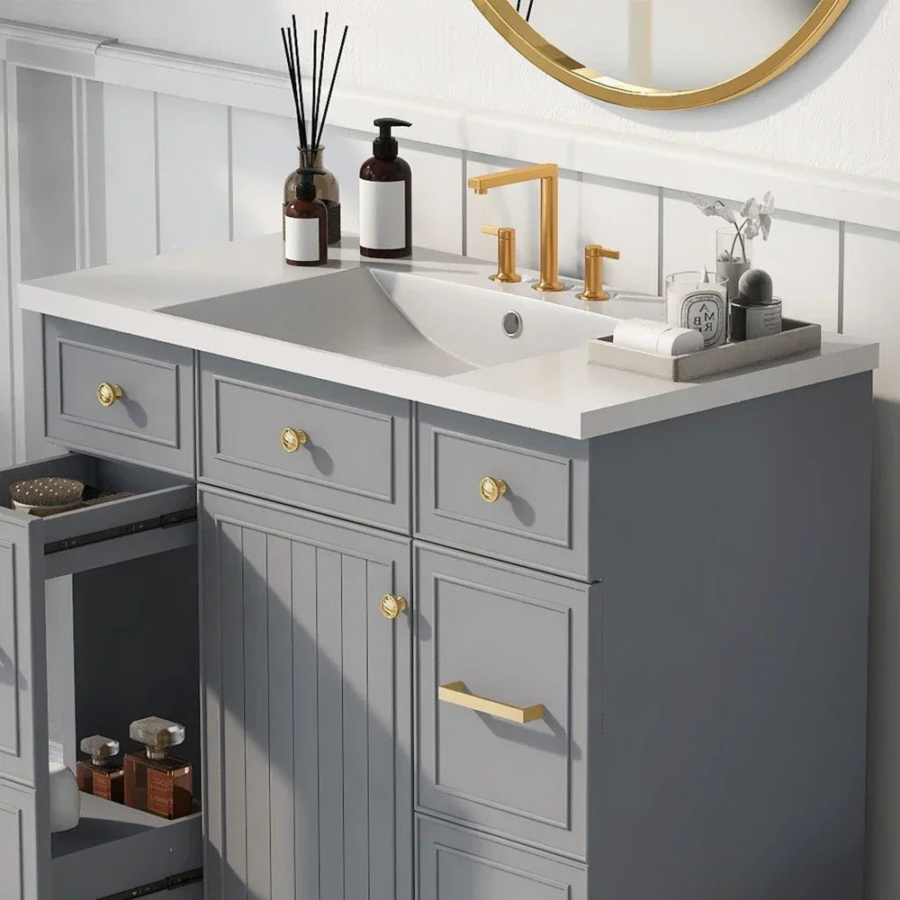 Rectangular 1-3 Hole Bathroom Resin Sink [Sink Only] 36x18"