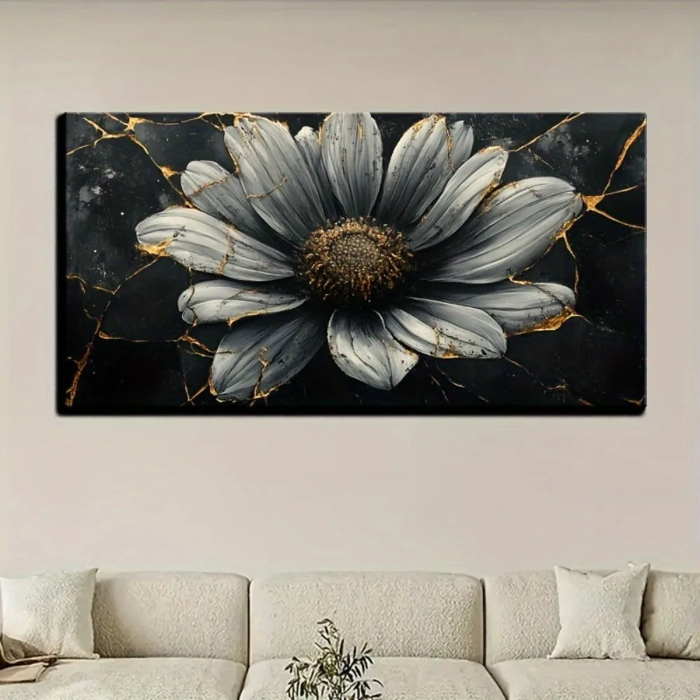 Gold abstract plant wall art