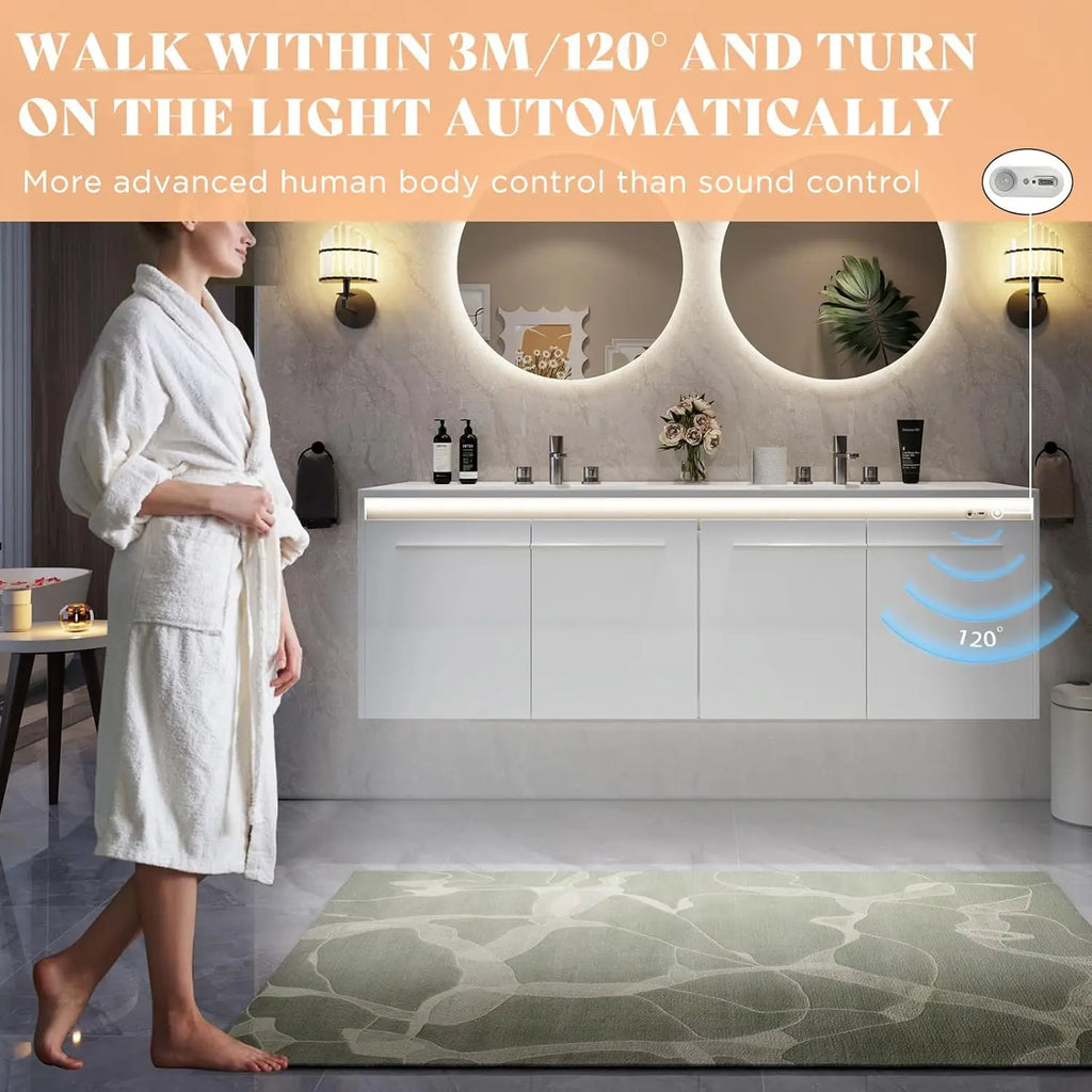 Floating LED Bathroom Double Vanity with Sink Combo