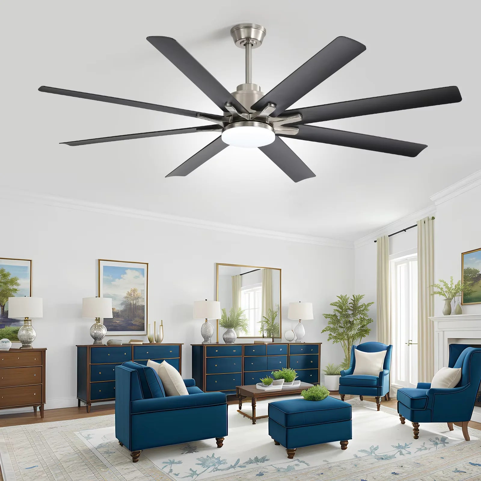 Modern 66-inch Ceiling fan with LED DC  with remote control