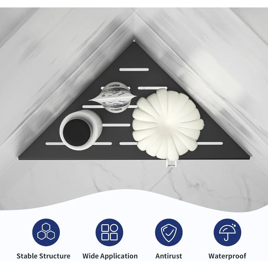 10 Inch Black 304 Stainless Steel Corner Shower Shelf 2 Pack