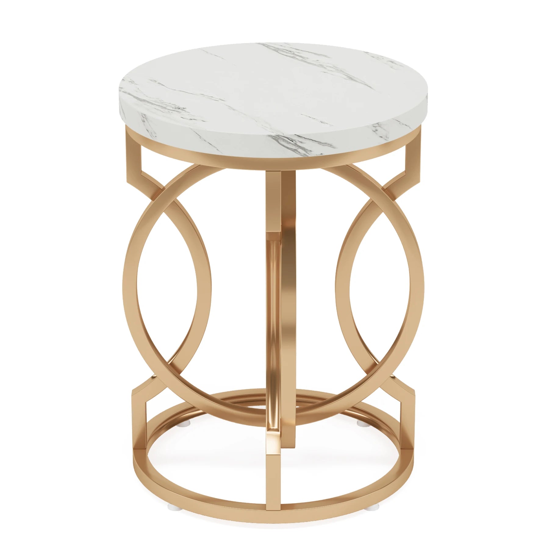 Modern Round End Table with Thick Wood Top