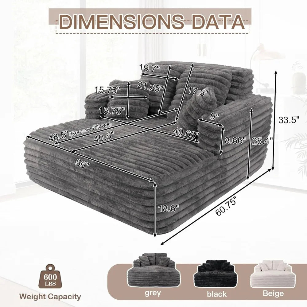 56" Oversized Chaise Lounge Chair