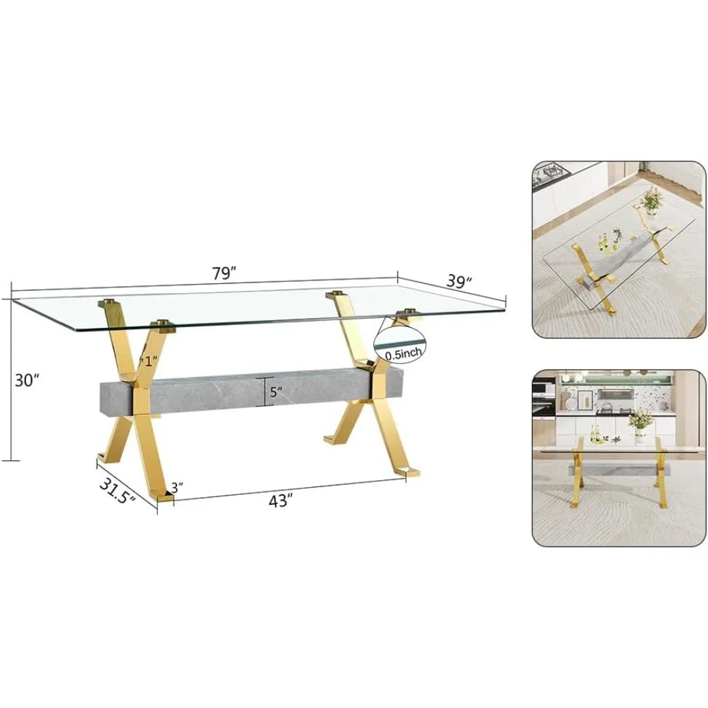 rectangular tempered glass dining table for 8