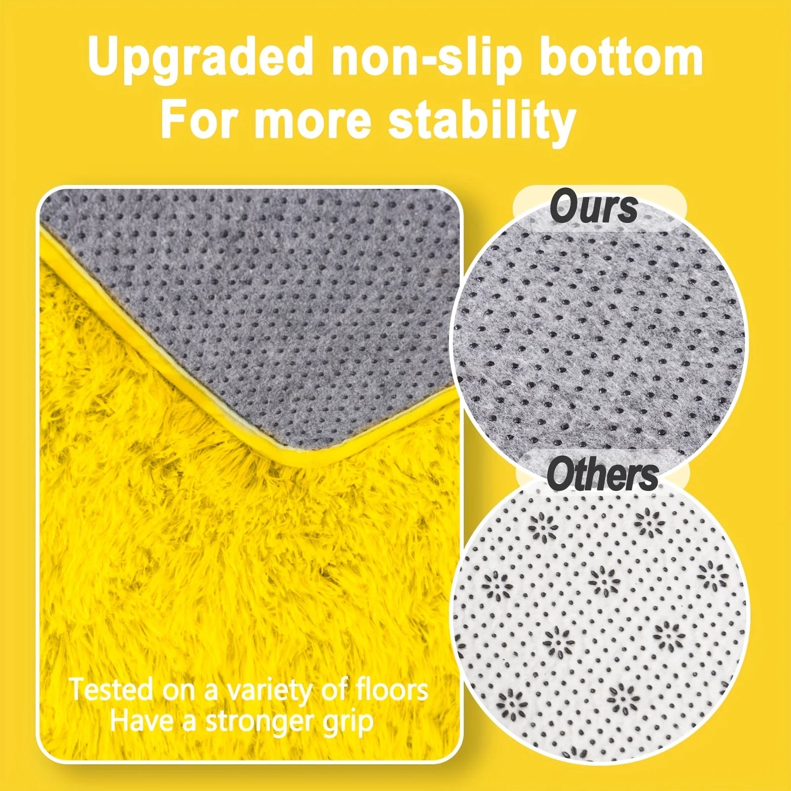 Yellow Soft Shaggy Non-Slip Rug