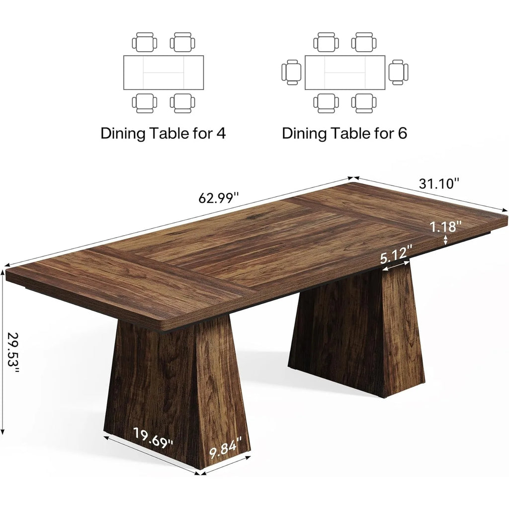 Dining Table for 6 People,Rectangle Table with Heavy Duty Legs
