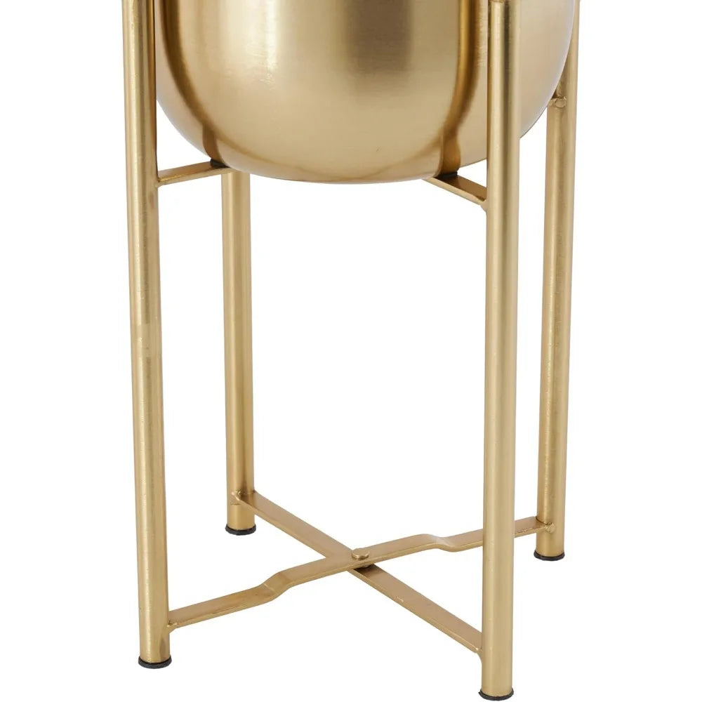 Set of 2 Metal Indoor Outdoor Planter with Removable Stand