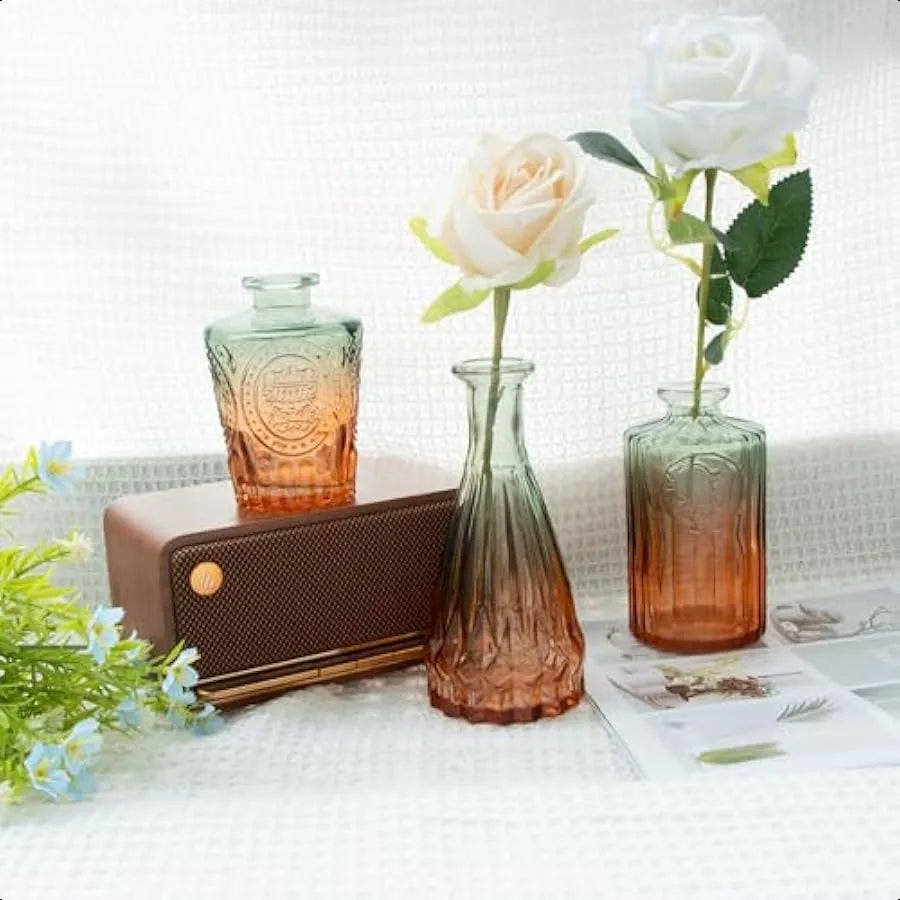 Set of 5 Gradient Green Small Flower Vases