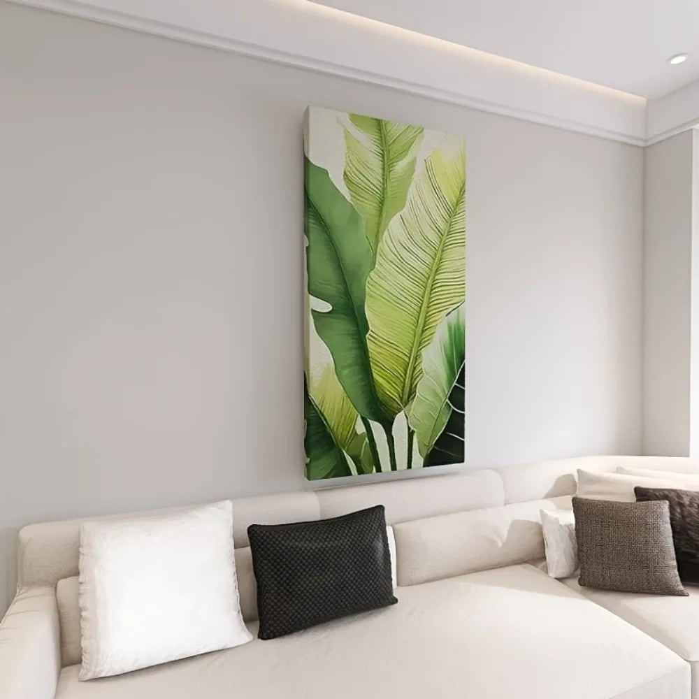 Green leaf canvas wall art