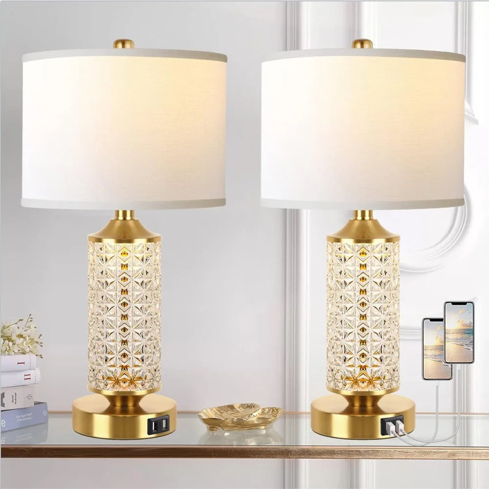 Set Of 2 Table Lamps With USB Ports