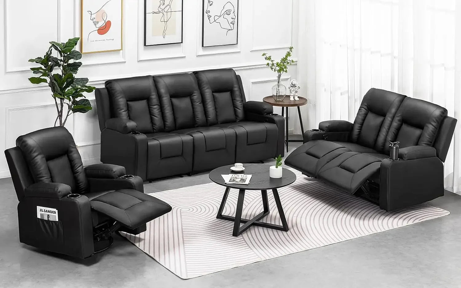 Leather Recliner Chair Set/Loveseat w/massaging system