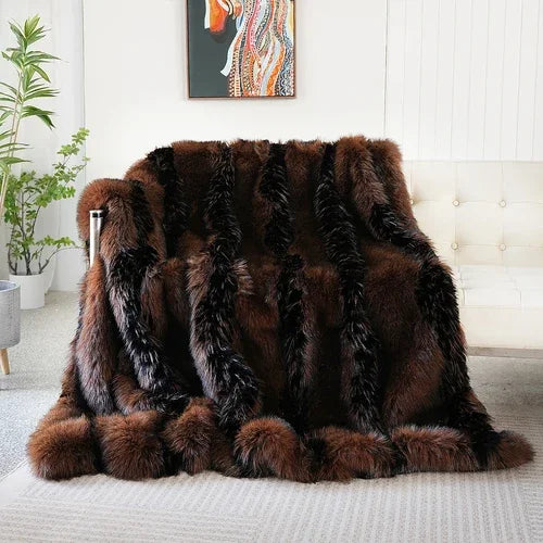 Luxury Faux Fur Fluffy No Hair Loss Blankets for Beds Sofa Cover Living Room Bedroom Natural Soft  High-end Decorative Blanket