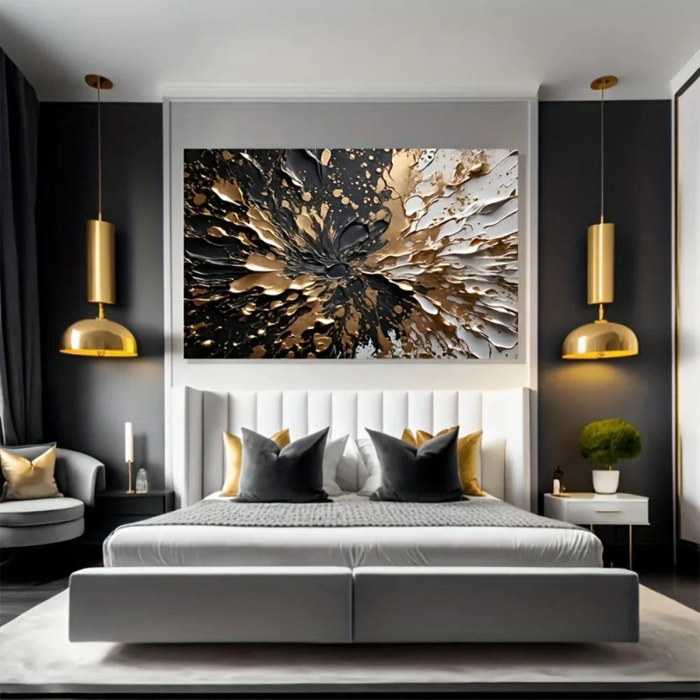 abstract black gold ink splash texture wall mural