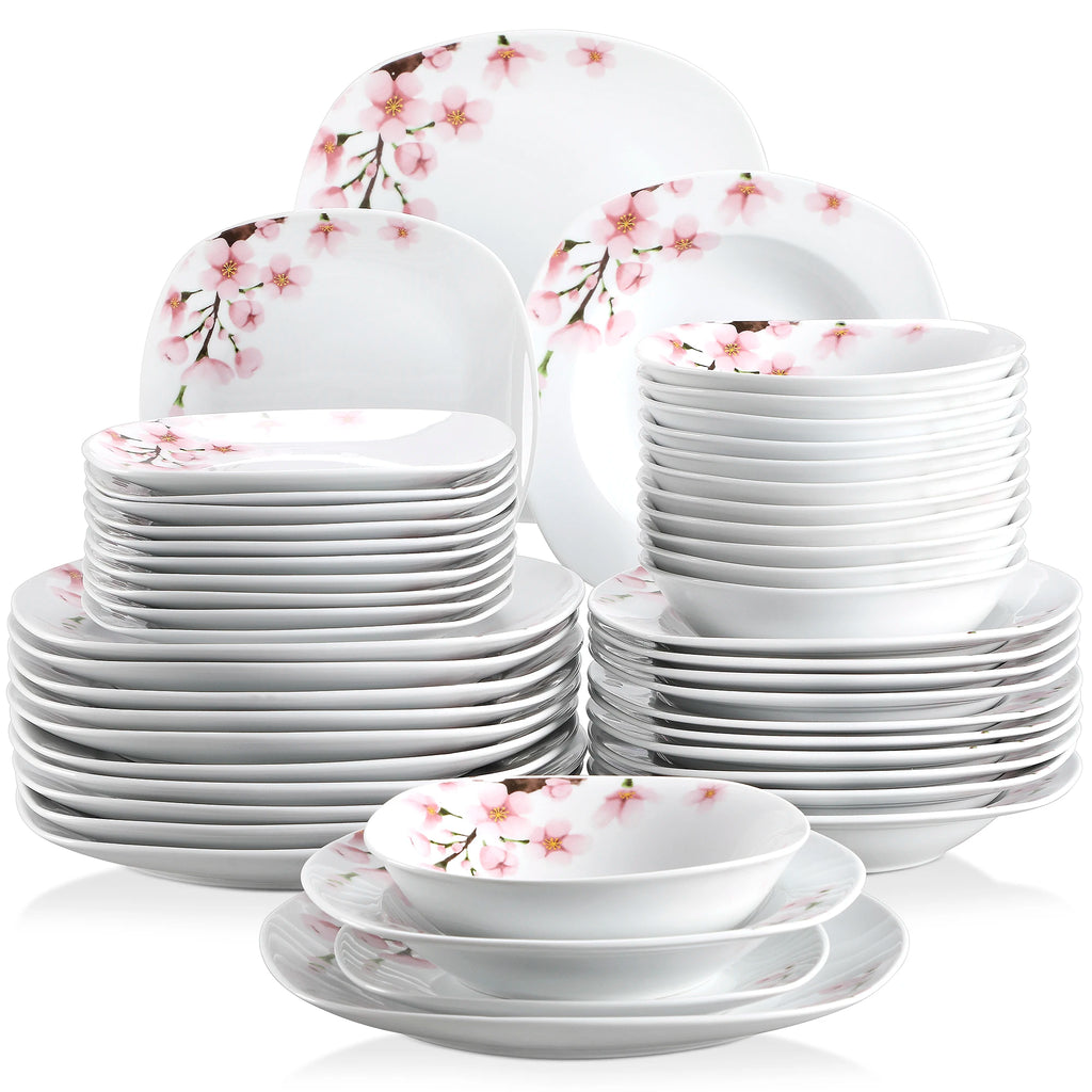 48-Piece Porcelain Ceramic Tableware Dinner Plate Set