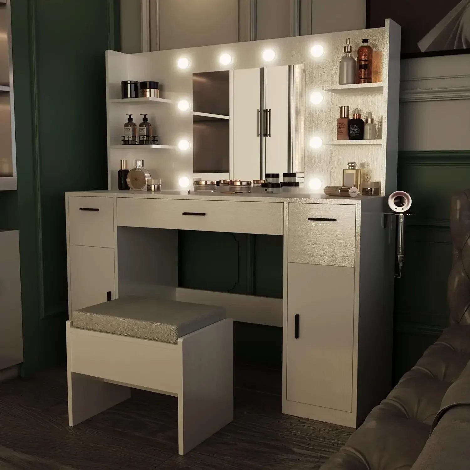 Make up Vanity Desk with Mirror and Lights