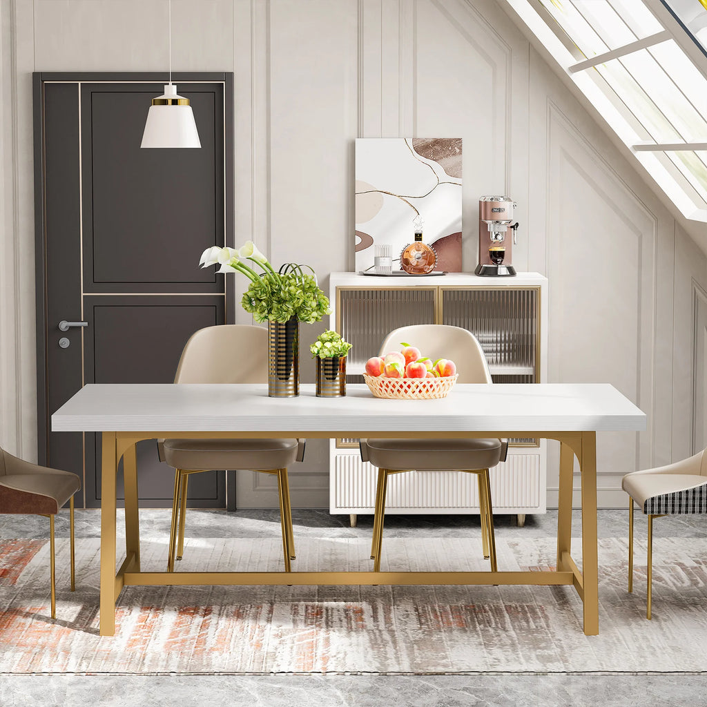 Dining Table for 8 People, 70.87" Rectangular Wood Kitchen Table