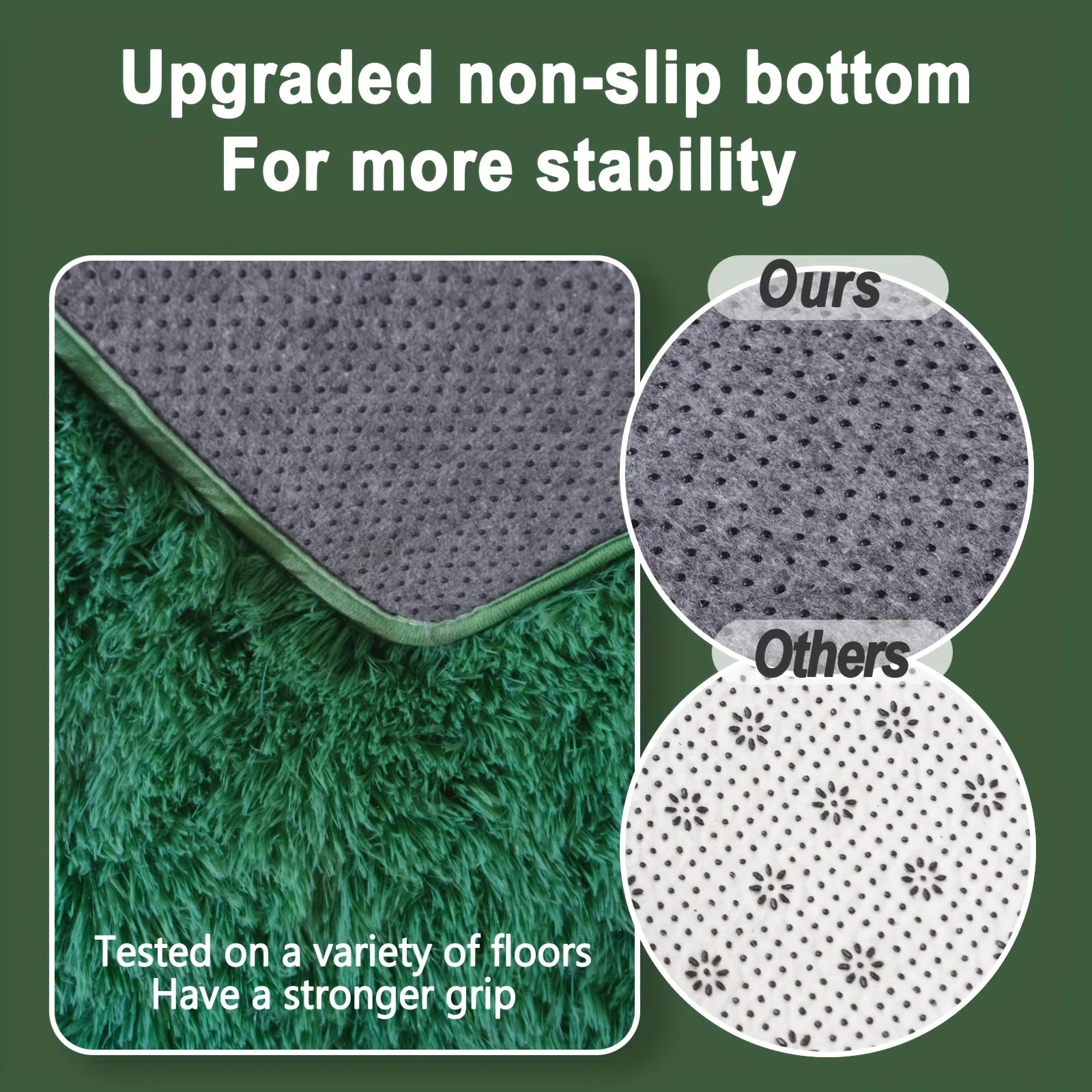 Dark Green Soft Shaggy Non-Slip Rug