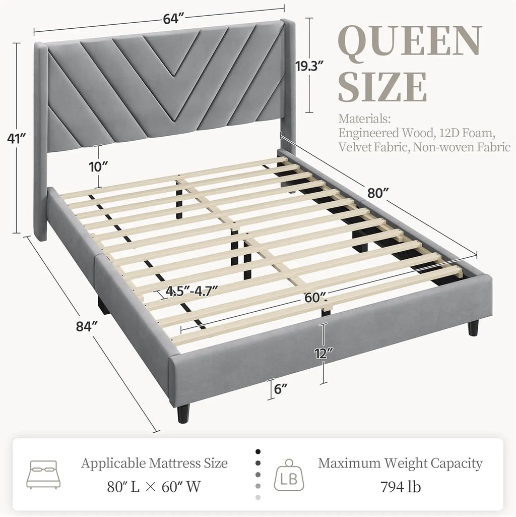 Queen Bed Frame Upholstered Platform Bed